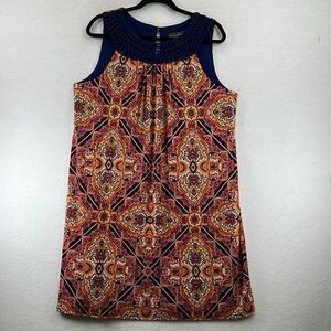 Jessica Howard Women’s Shift Dress Size 12 Navy/ Orange/Purple/White Paisley EUC